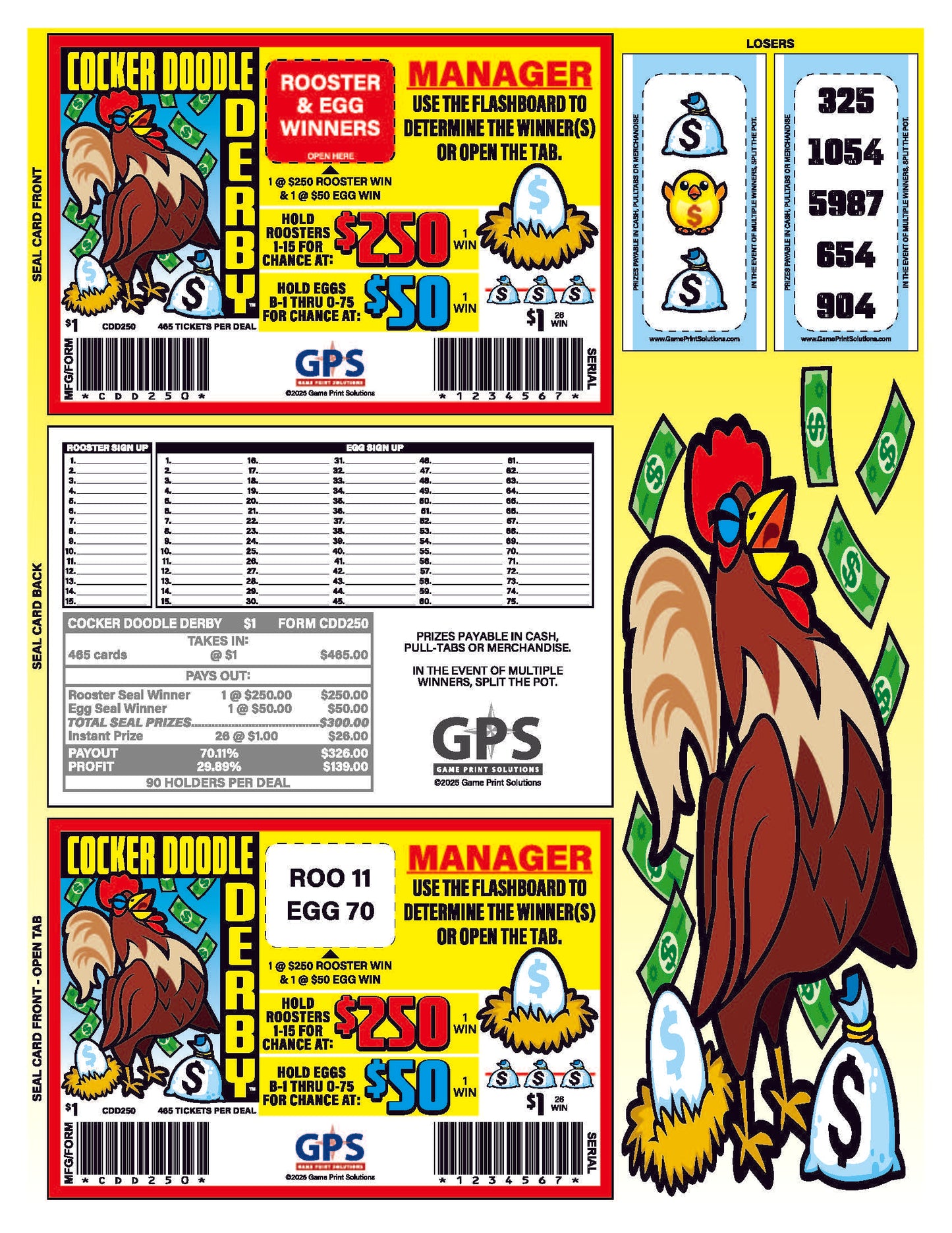 Cocker Doodle Derby 465ct Seal Game Pull Tabs