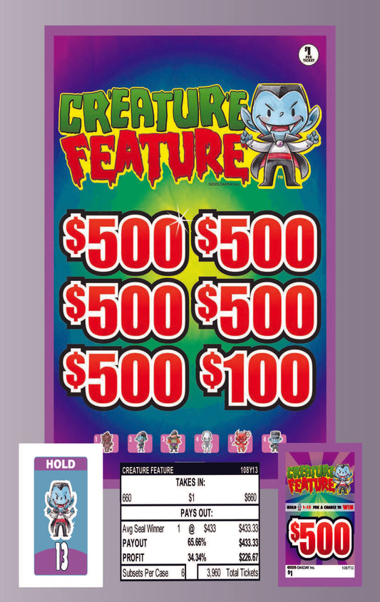 Creature Feature 660ct Subset Bonus Board Pull Tabs