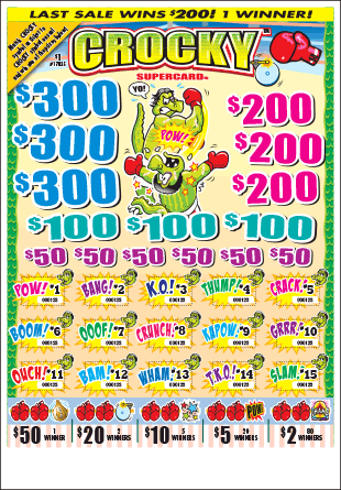 Crocky 3360ct Supercard Bonus Board Pull Tabs