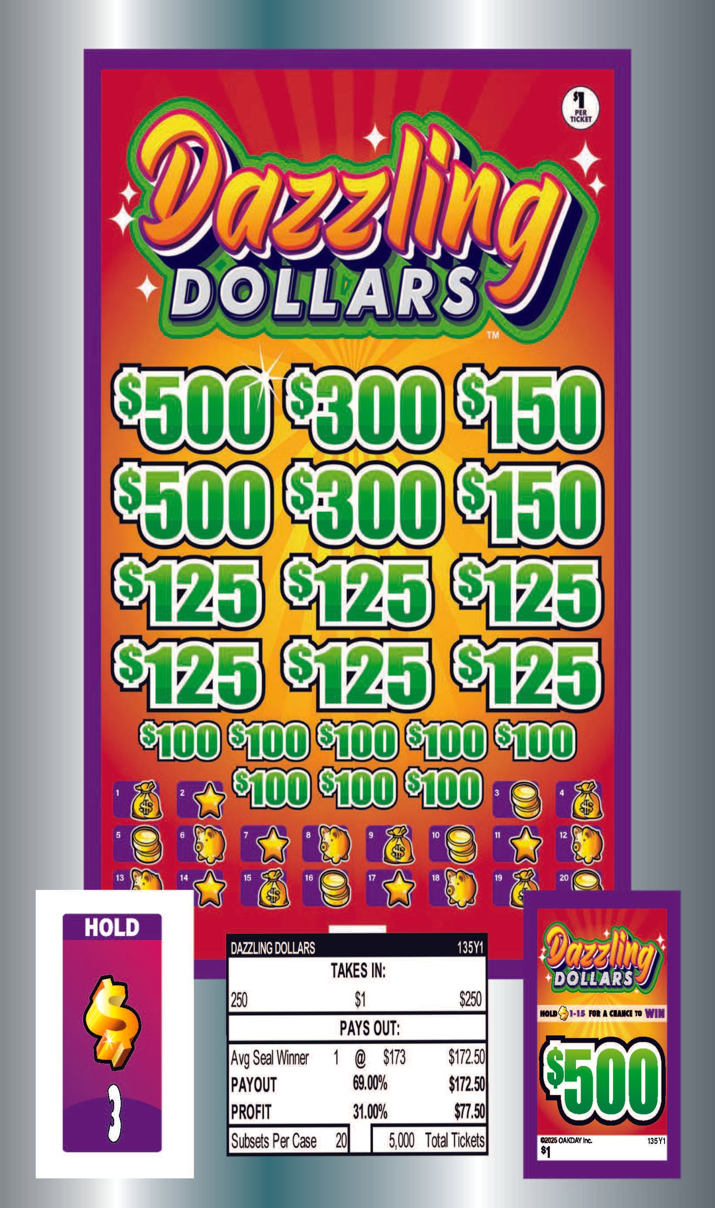 Dazzling Dollars 250ct Subset Bonus Board Pull Tabs