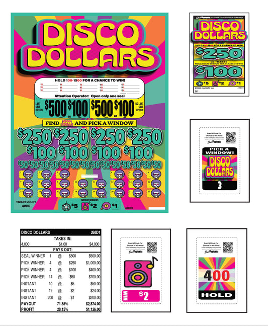 Disco Dollars 4000ct Last Sale One Pack Bonus Board Pull Tabs
