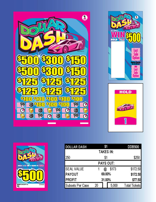 Dollar Dash 250ct Subset Bonus Board Pull Tabs