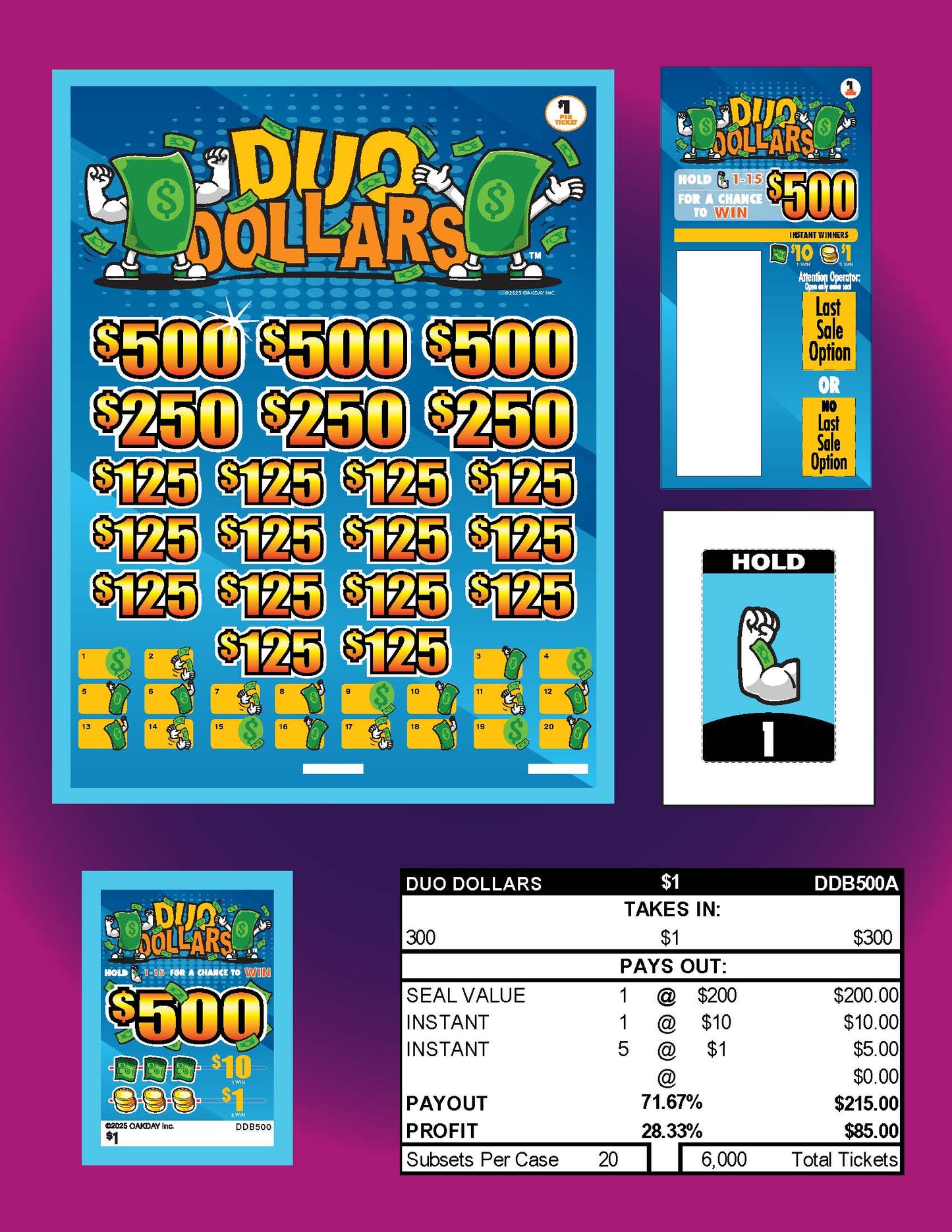 Duo Dollars 300ct Subset Bonus Board Pull Tabs