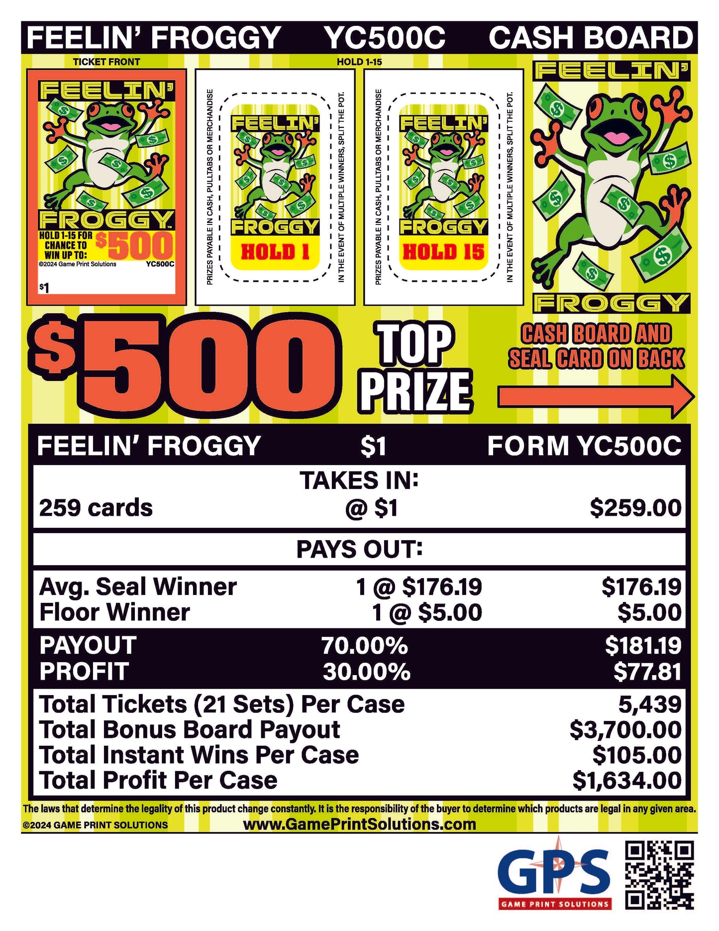 Feelin Froggy Bonus Board Pull Tabs