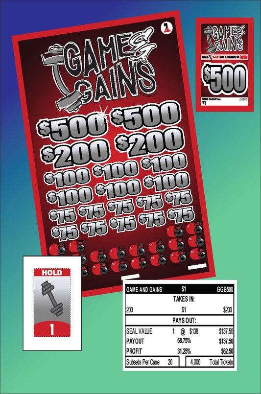 Games And Gains 200ct Subset Bonus Board Pull Tabs