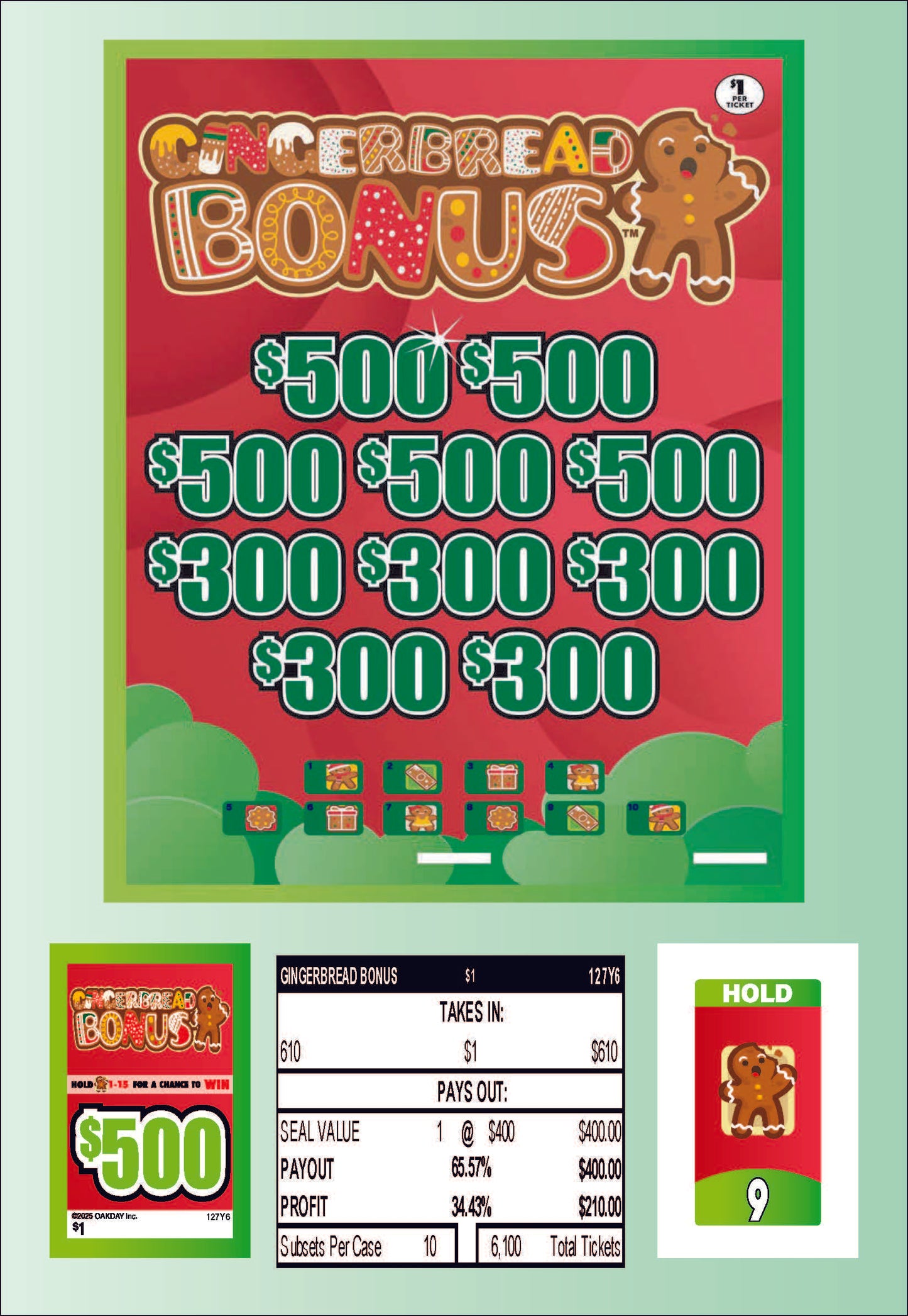 Gingerbread Bonus 610ct Subset Bonus Board Pul Tabs