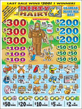 Dirty Hairy 3360ct Supercard Bonus Board Pull Tabs