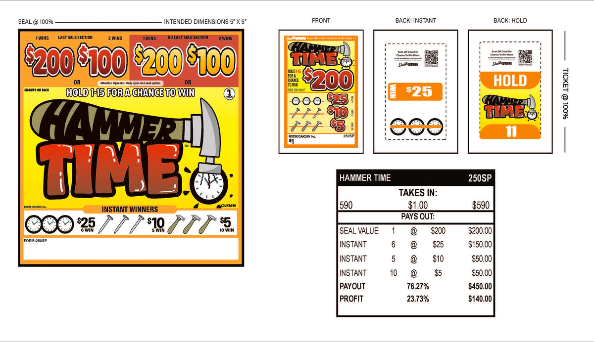 Hammer Time 590ct Seal Game Pull Tabs