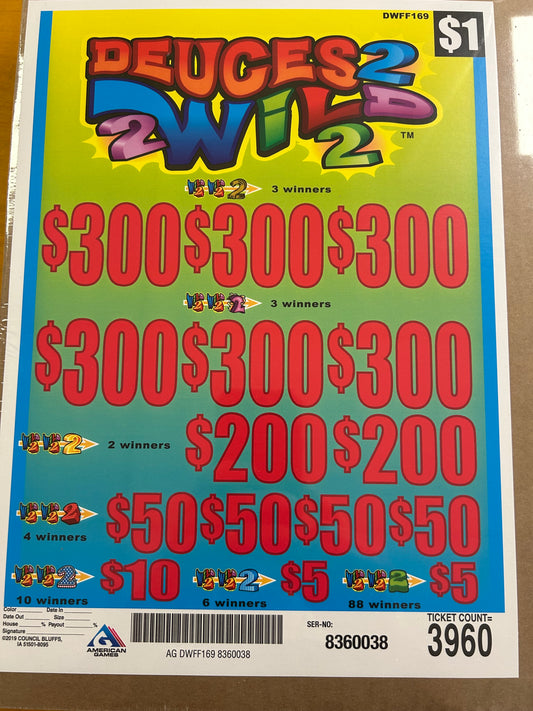 Deuces Wild 3960ct $1 6-$300 Instant Pull Tabs
