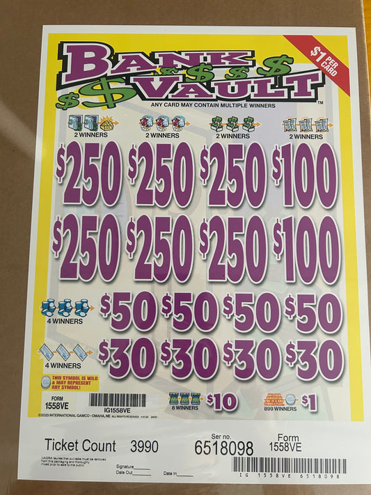 Bank Vault $1 6-$250 Instant Pull Tabs