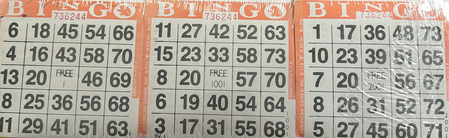 Orange 1 on Bingo Paper 3000 Cards
