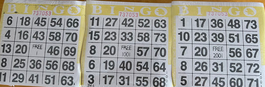 Yellow 1 on Bingo Paper 3000 Cards