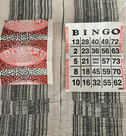 Red 1on Bonzai Tear Open Bingo Paper 1000 Cards