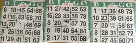 Green 1 on Bingo Paper 3000 Cards
