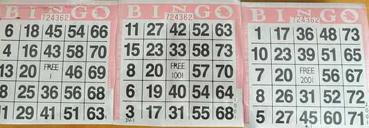 Pink 1 on Bingo Paper 3000 Cards