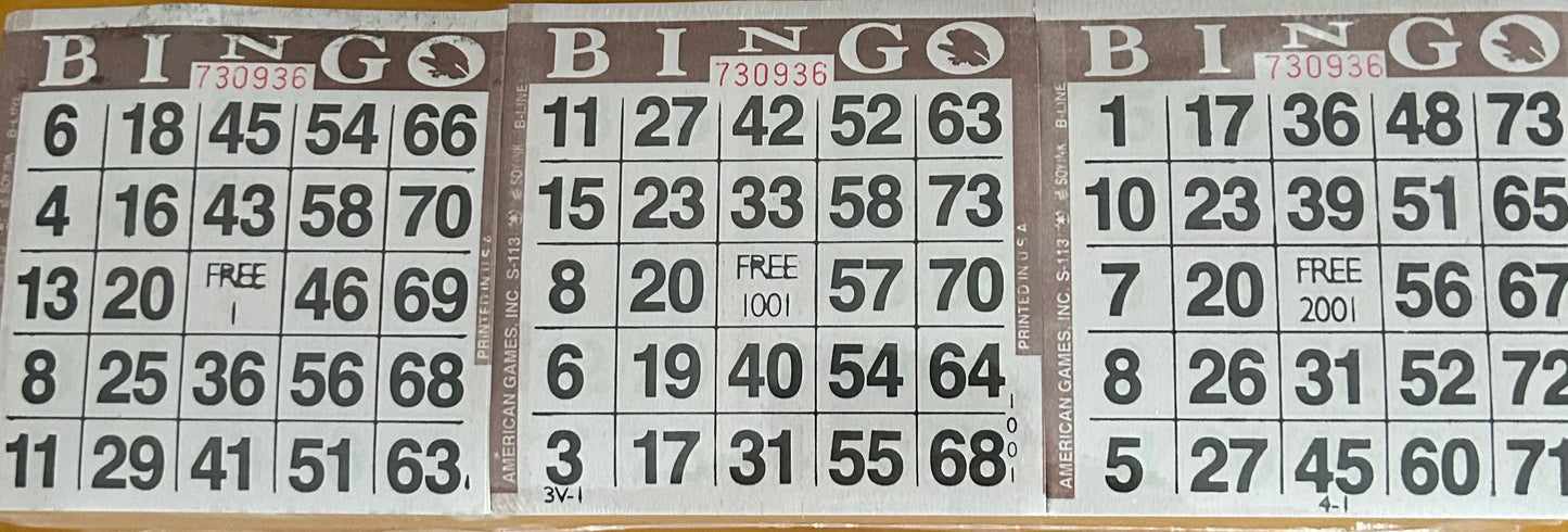 Brown 1 on Bingo Paper 3000 Cards