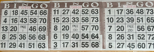 Brown 1 on Bingo Paper 3000 Cards