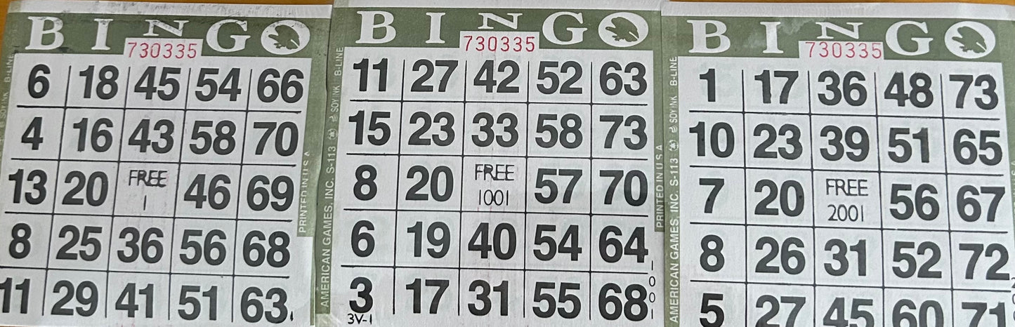 Olive 1 on Bingo Paper 3000 Cards