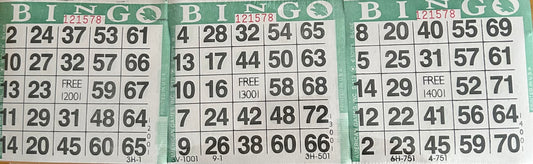 Green 1 on Bingo Paper 3000 Cards
