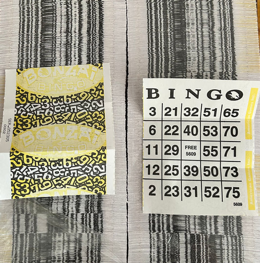 Yellow 1on Bonzai Tear Open Bingo Paper 1000 Cards