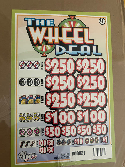 The Wheel Deal $1 3990ct 6-$250 Instant Pull Tabs