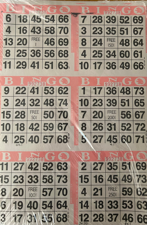 Pink 6on Vertical Bingo Paper 500 Sheets – YoungCoLLC