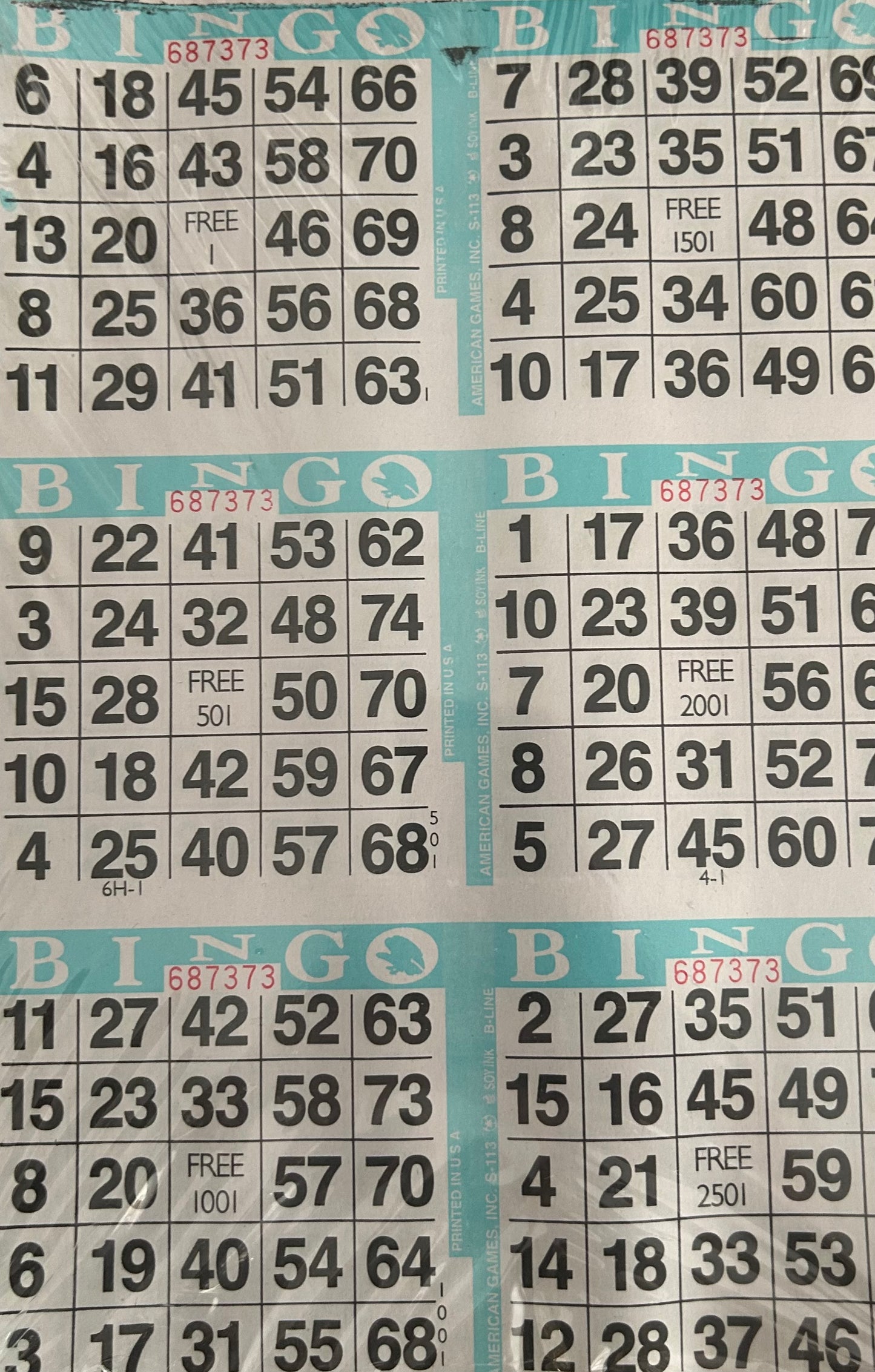 Aqua 6on Vertical Bingo Paper 500 Sheets