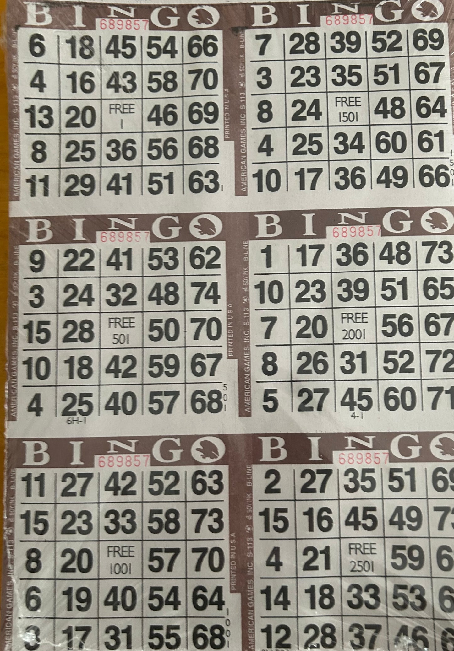 Brown 6on Vertical Bingo Paper 500 Sheets