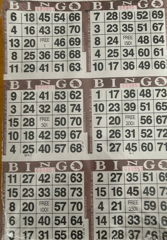 Brown 6on Vertical Bingo Paper 500 Sheets