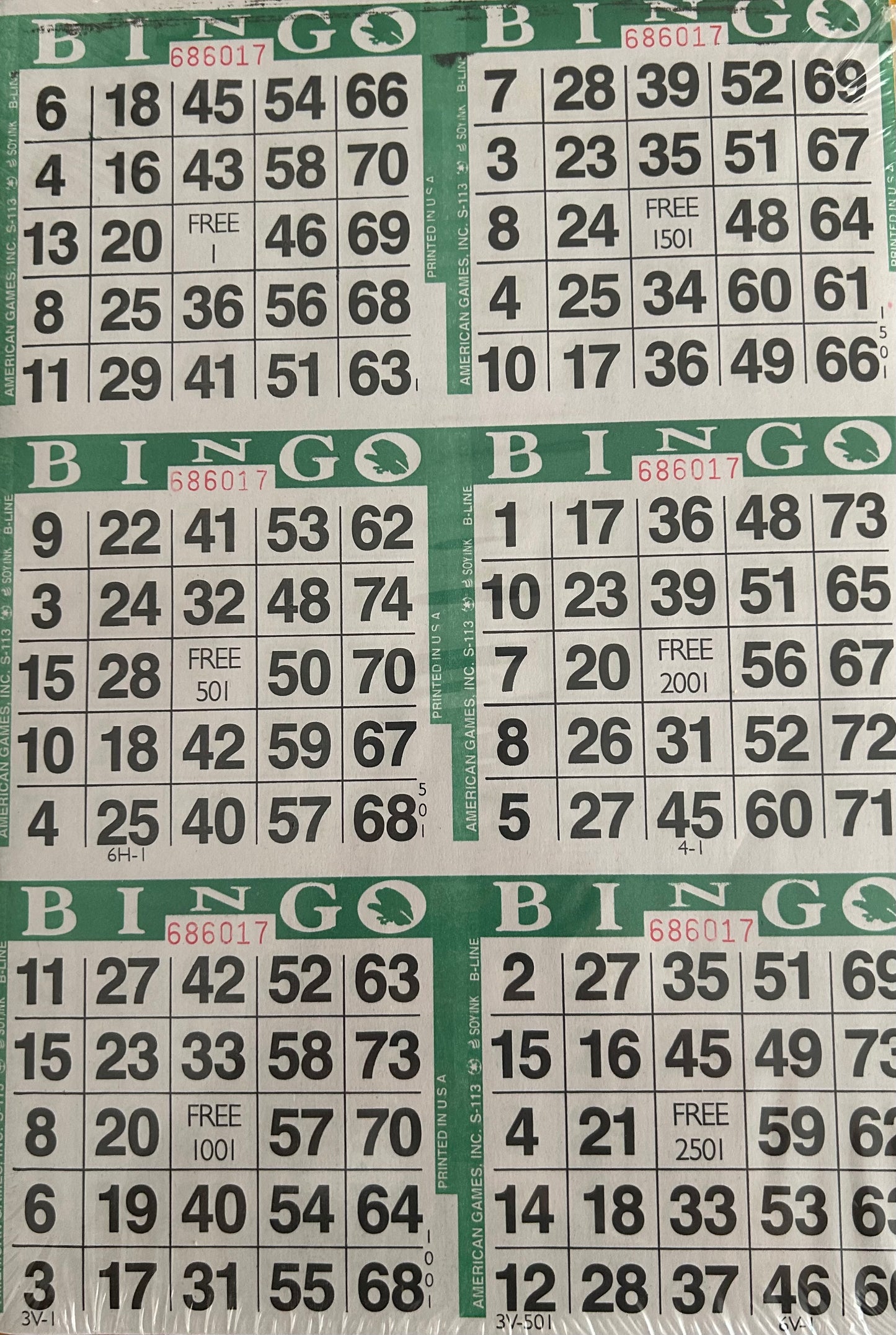 Green 6on Vertical Bingo Paper 500 Sheets