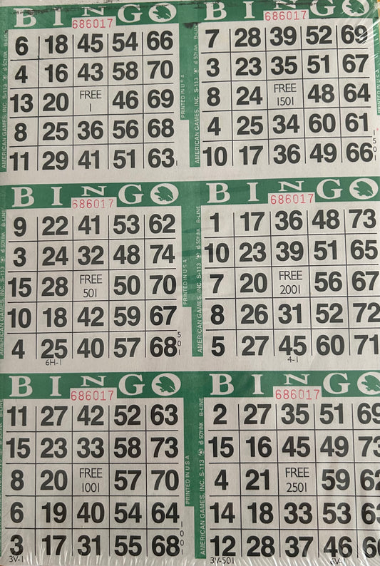Green 6on Vertical Bingo Paper 500 Sheets
