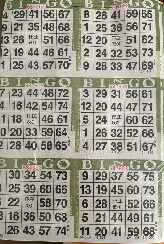 Olive 6on Vertical Bingo Paper 500 Sheets