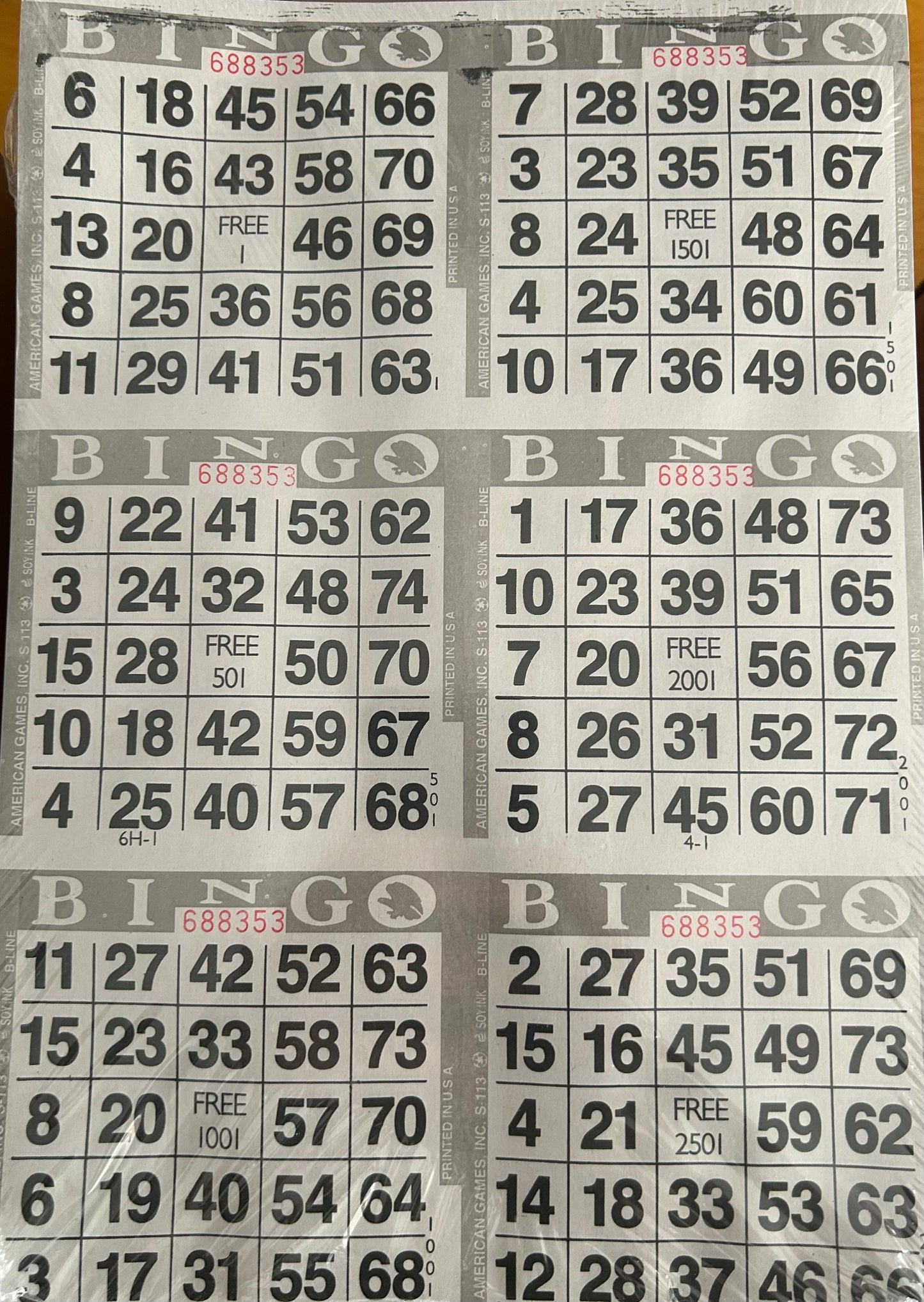 Gray 6on Vertical Bingo Paper 500 Sheets