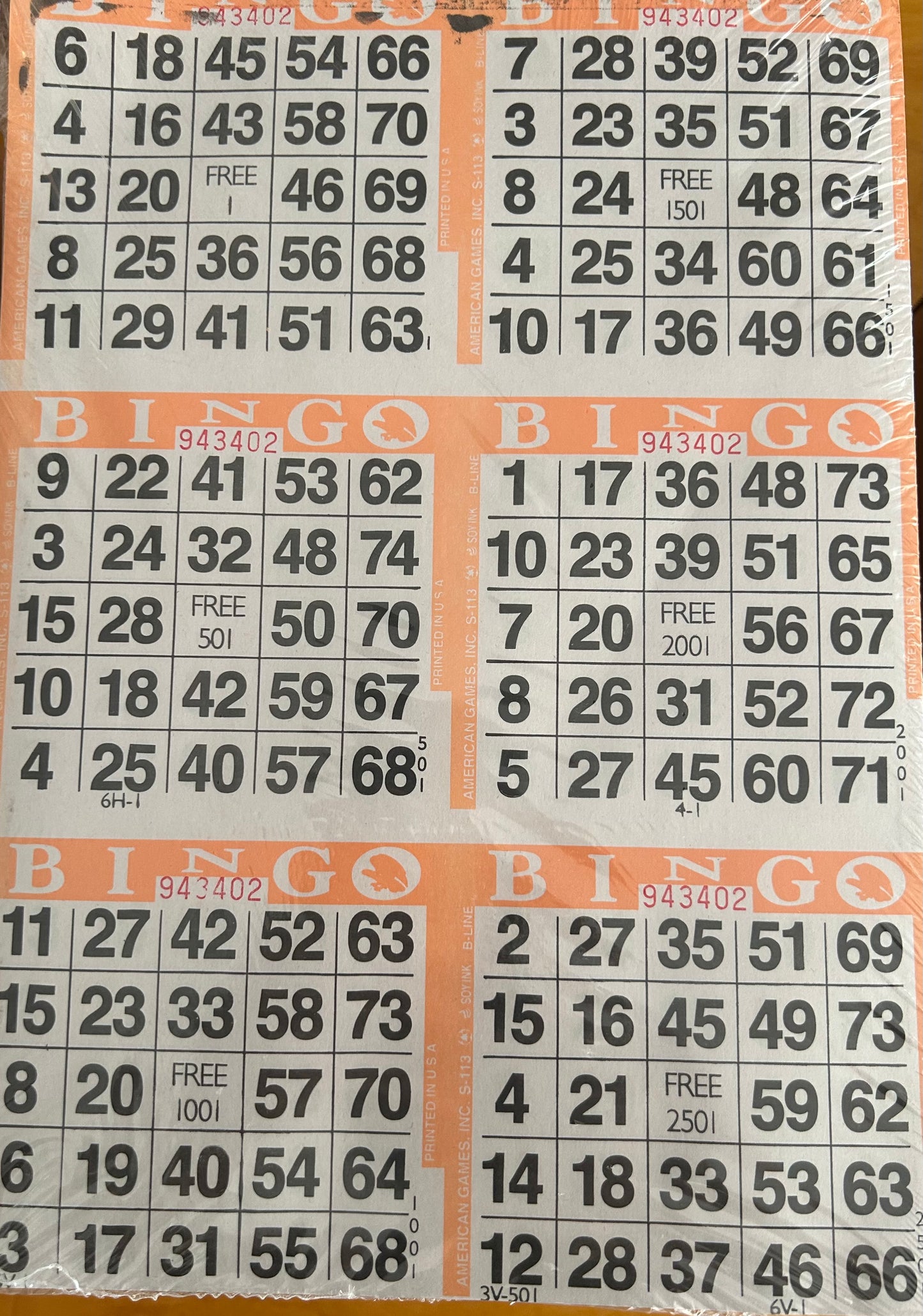Peach 6on Vertical Bingo Paper 500 Sheets
