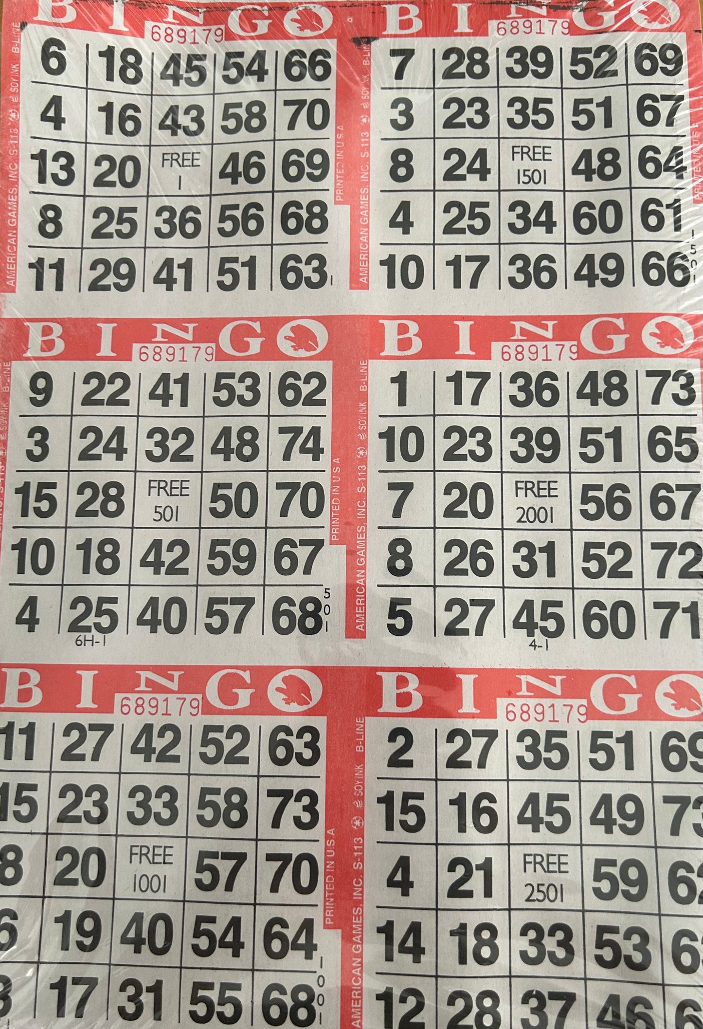 Red 6on Vertical Bingo Paper 500 Sheets