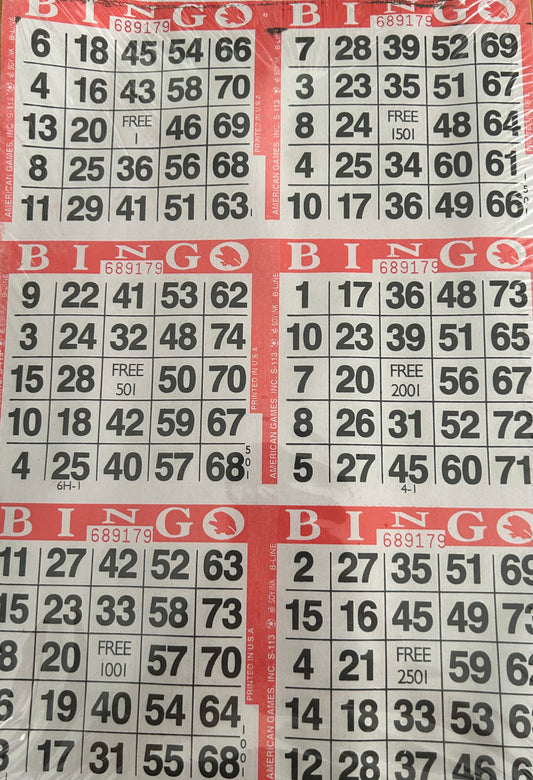 Red 6on Vertical Bingo Paper 500 Sheets