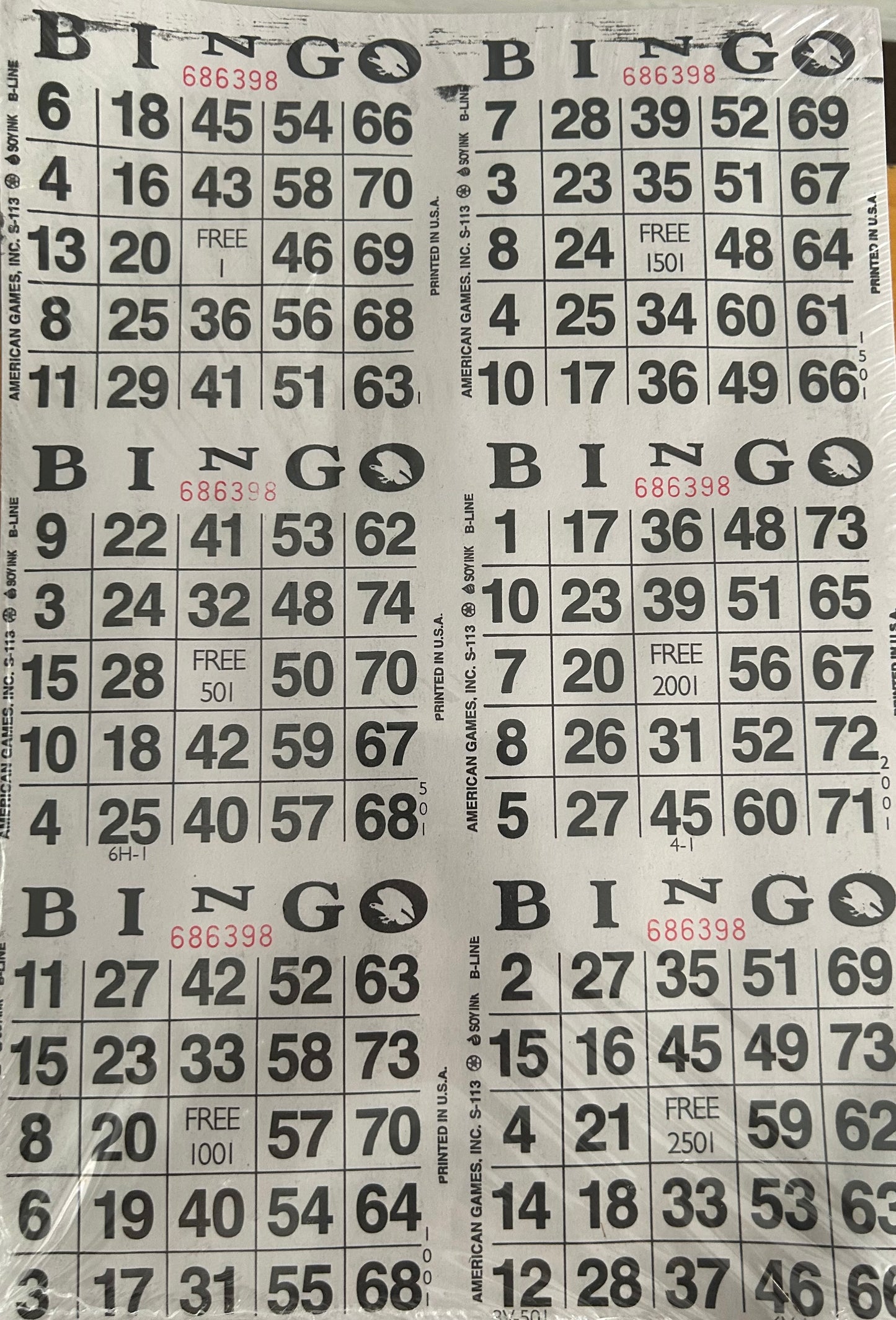 White 6on Vertical Bingo Paper 500 Sheets
