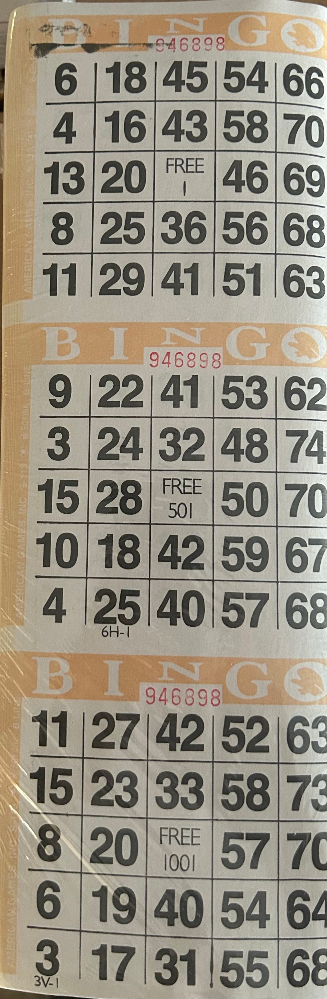 Tan 3on Vertical Bingo Paper 1000 Paper Strips