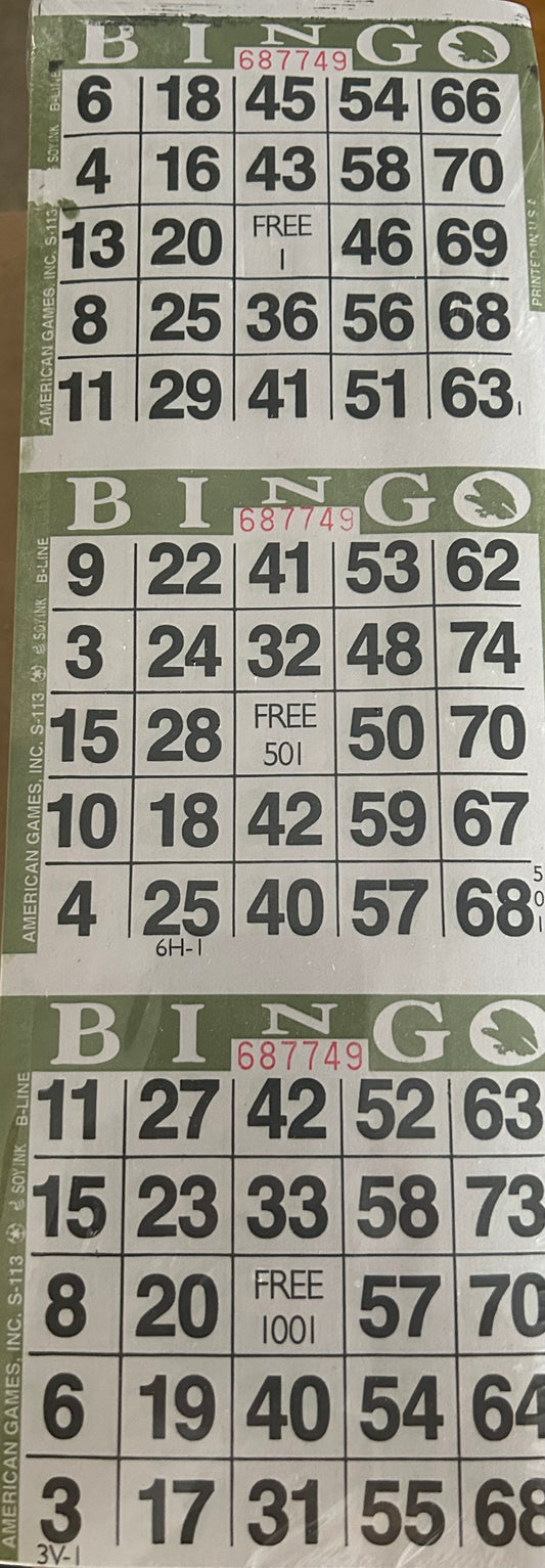 Olive 3on Vertical Bingo Paper 1000 Paper Strips
