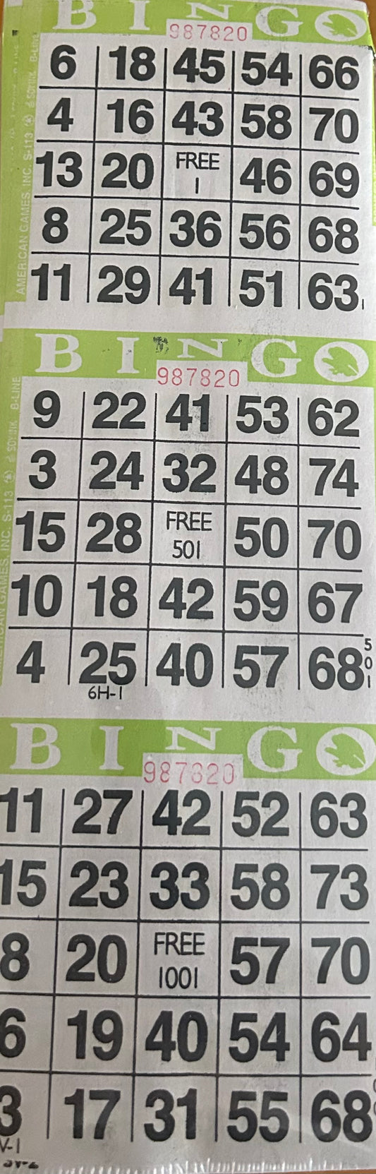 Lime 3on Vertical Bingo Paper 1000 Paper Strips