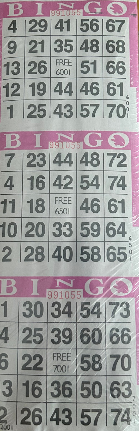 Purple 3on Vertical Bingo Paper 1000 Paper Strips