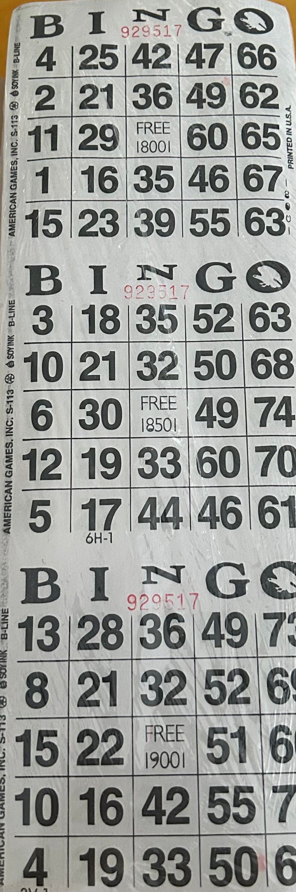 White 3on Vertical Bingo Paper 1000 Paper Strips