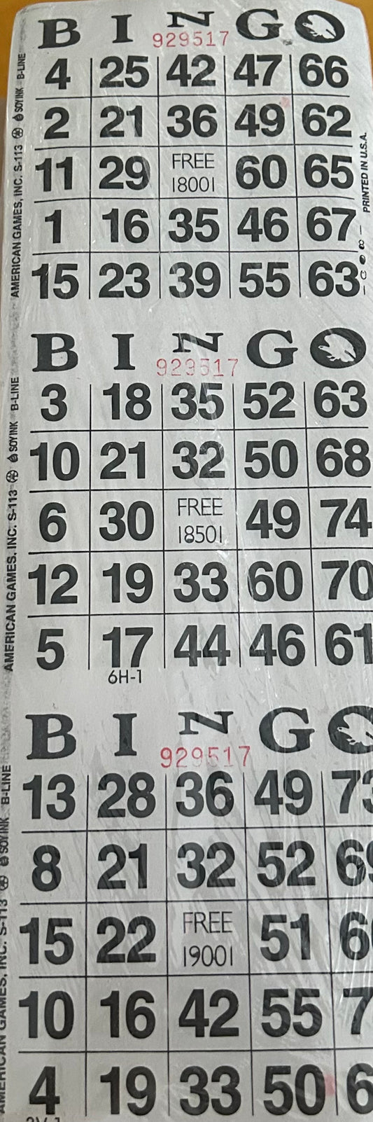 White 3on Vertical Bingo Paper 1000 Paper Strips