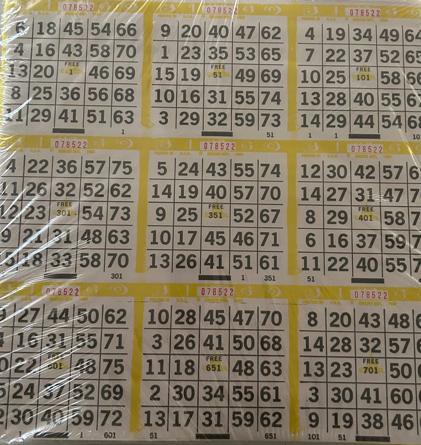 Yellow 9on Square Bingo Paper 1000 Sheets