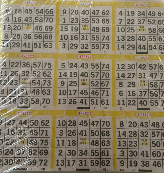 Yellow 9on Square Bingo Paper 1000 Sheets