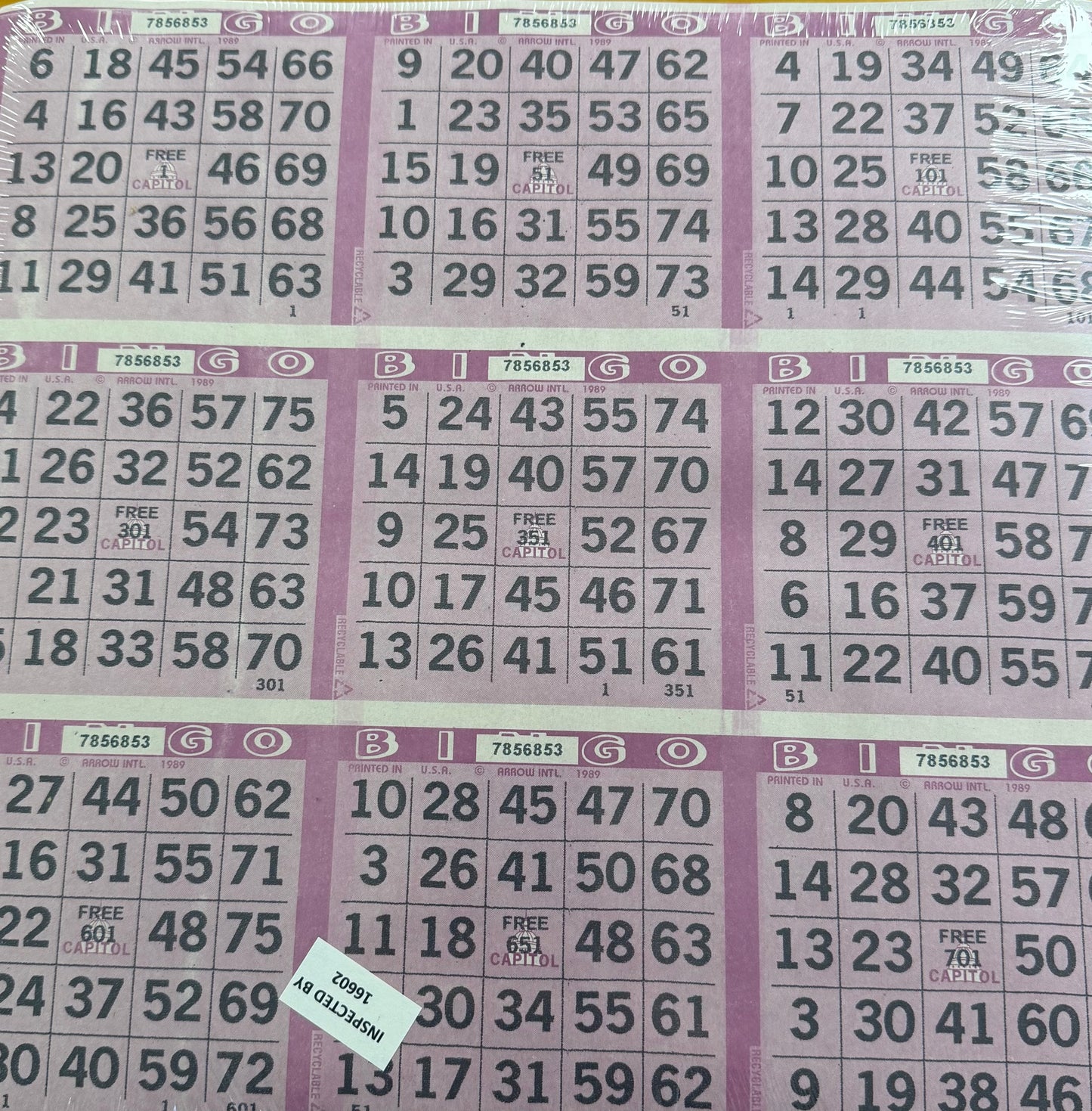 Purple Tint 9on Square Bingo Paper 1000 Sheets