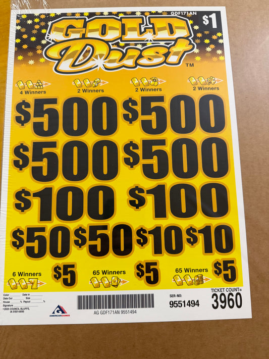 Gold Dust 3960ct 4-$500 Instant Pull Tabs