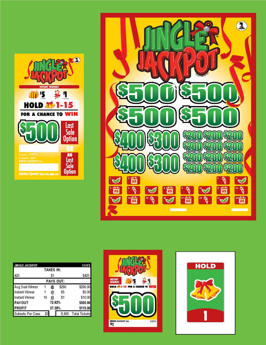 Jingle Jackpot 420ct Subset Bonus Board Pull Tabs