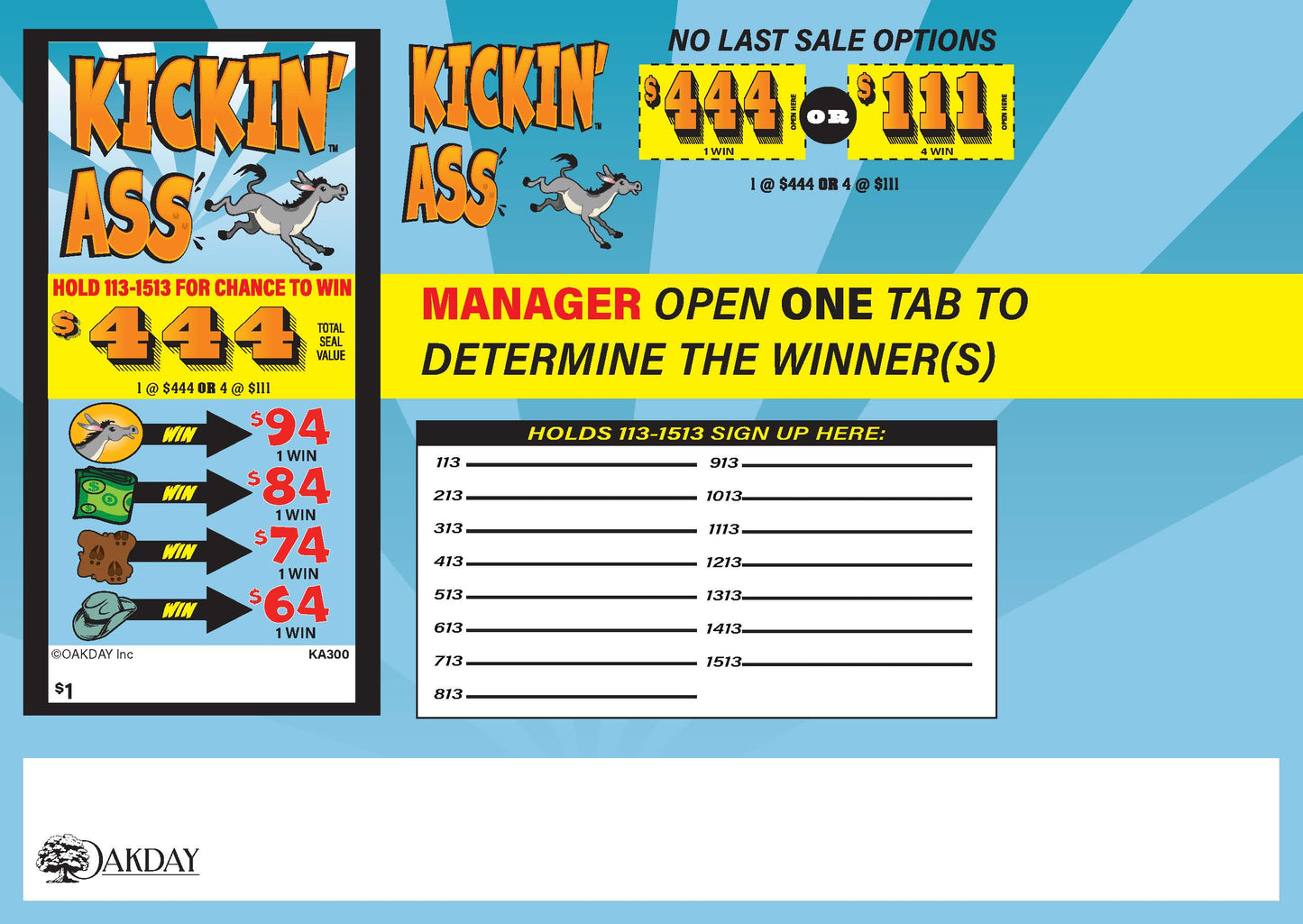 Kickin' Ass 1400ct Seal Game Pull Tab