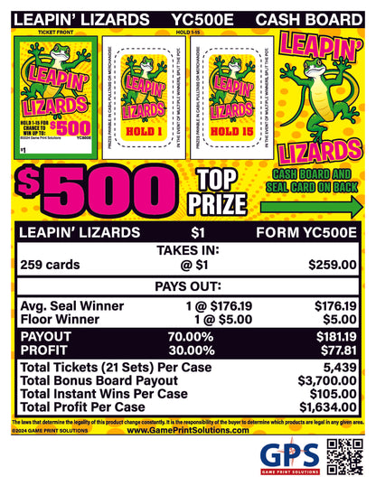 Leapin Lizards Bonus Board Pull Tabs